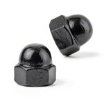1/4"-20 Black Acorn Cap Nuts Bueyfolt Steel Dome Head 20 Pack-0