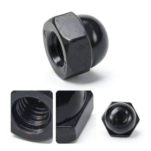 1/4"-20 Black Acorn Cap Nuts Bueyfolt Steel Dome Head 20 Pack-3
